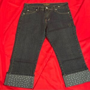 Trendy Women's Cropped Jeans with rhinestone Cuffs